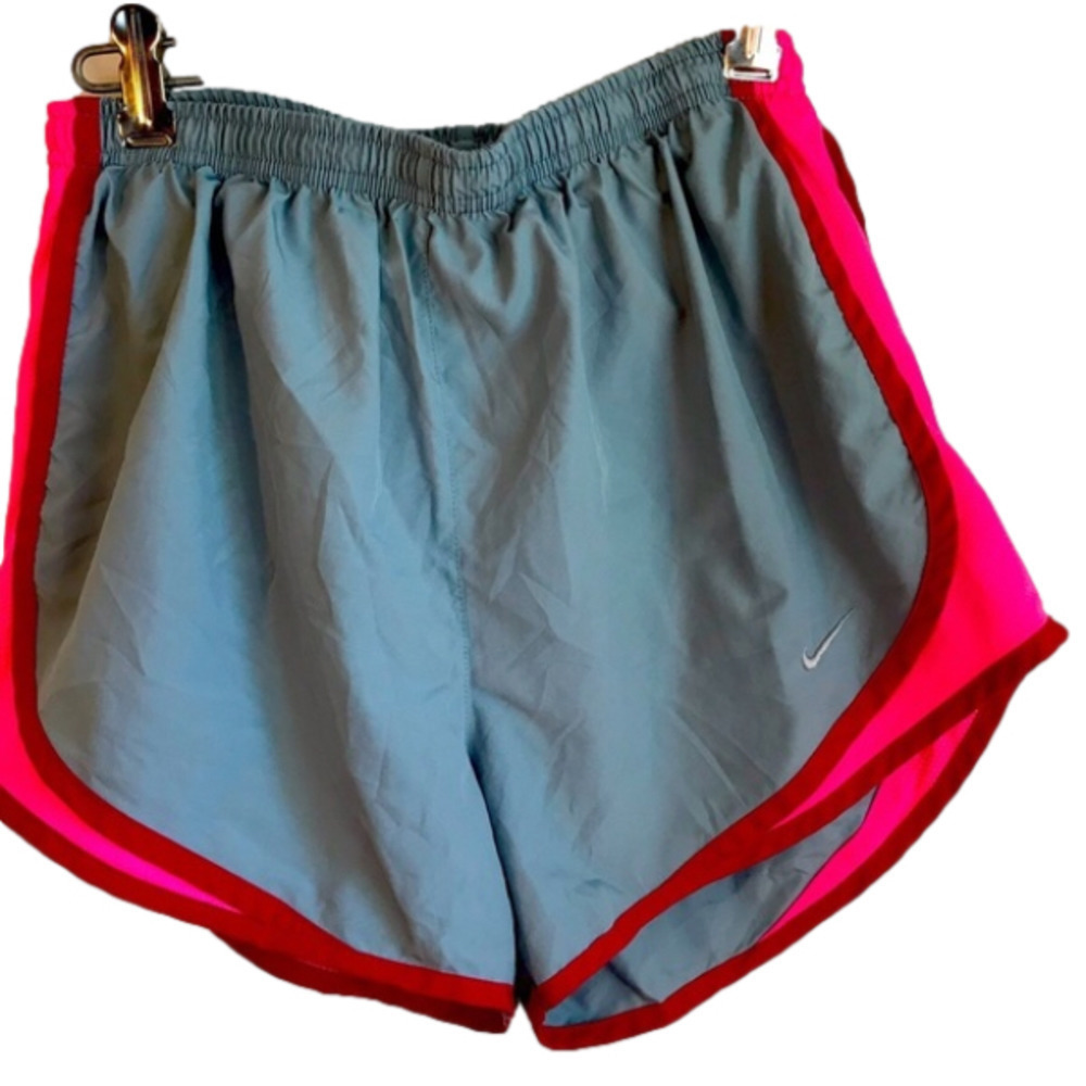 Nike Dri-fit Women’s Running Shorts, Size S. Grey With Burgundy And Fushia Trim
